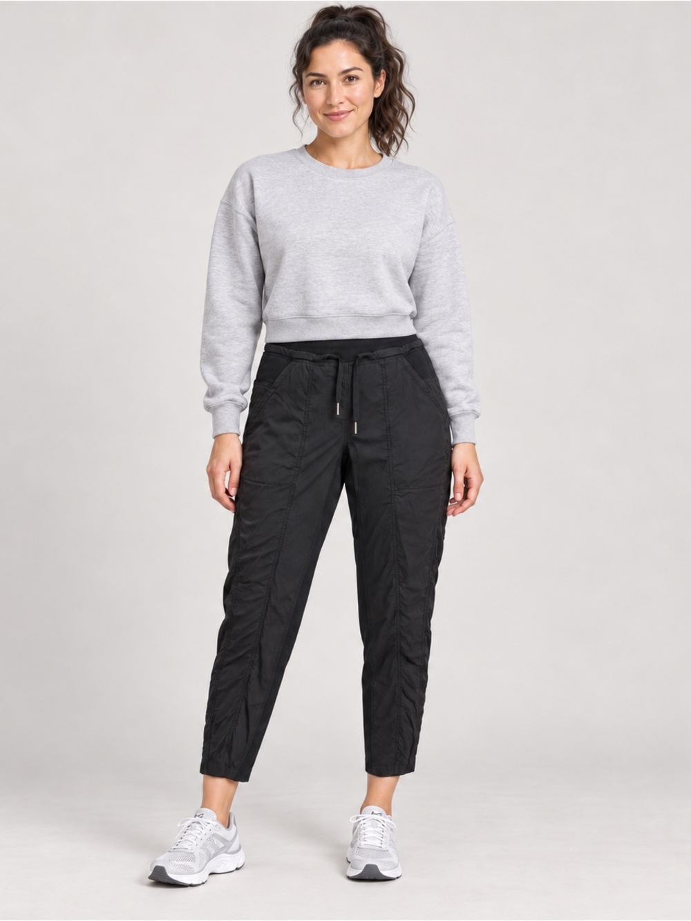 Lululemon Black Studio Pants Size 4 Mid Rise Tapered Drawstring Jogger
